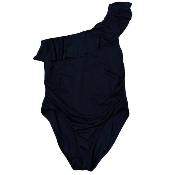 LaBlanca Black Ruffle One Shoulder Swim Suit Size 8 - Picture 2 of 3